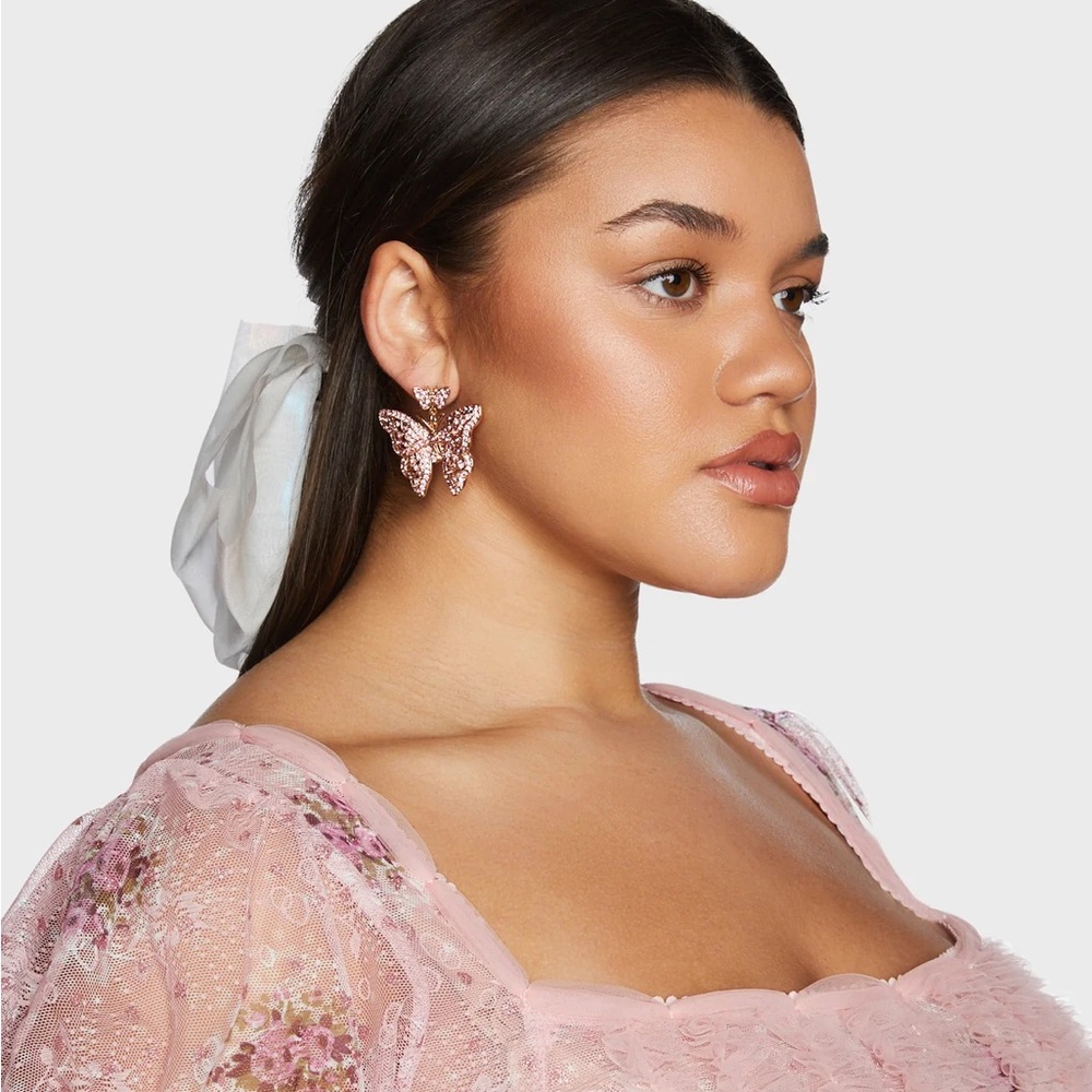 Dolls Kill Butterfly Earrings - Pink - Picture 3 of 4